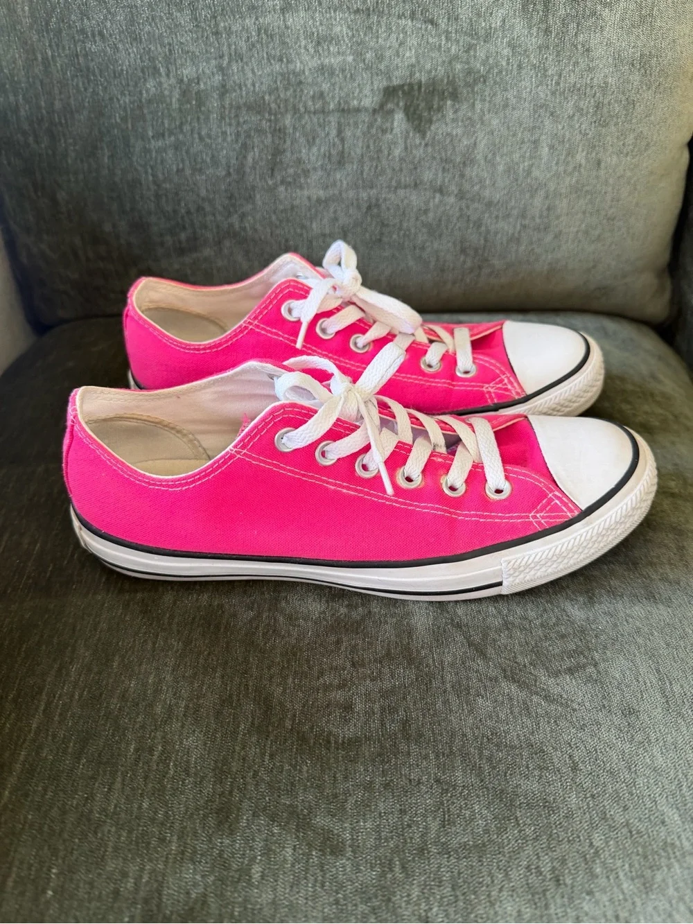 Converse Low Top Sneakers - Bright Pink and White - Picture 2 of 6